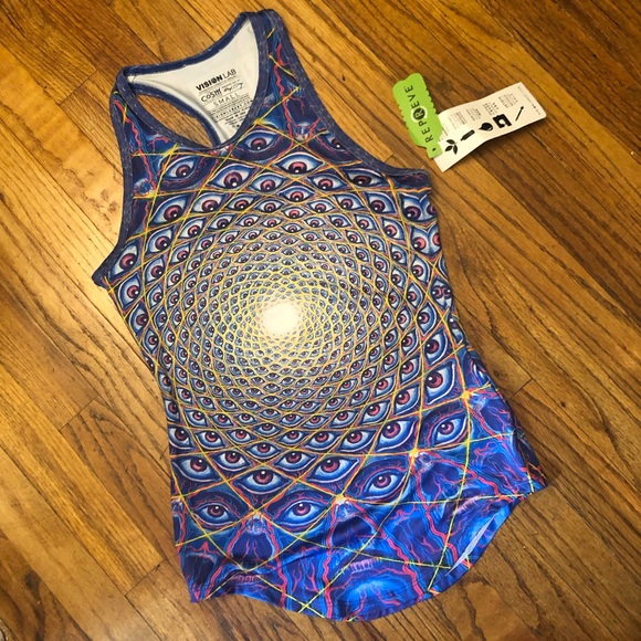 Athletic Racerback Top with Colorful Eye Pattern - Picture 3 of 4